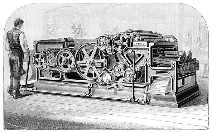old printer printing history digital machine